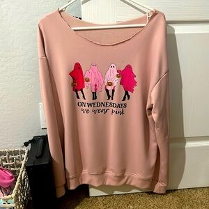 Halloween pink off the shoulder sweater
